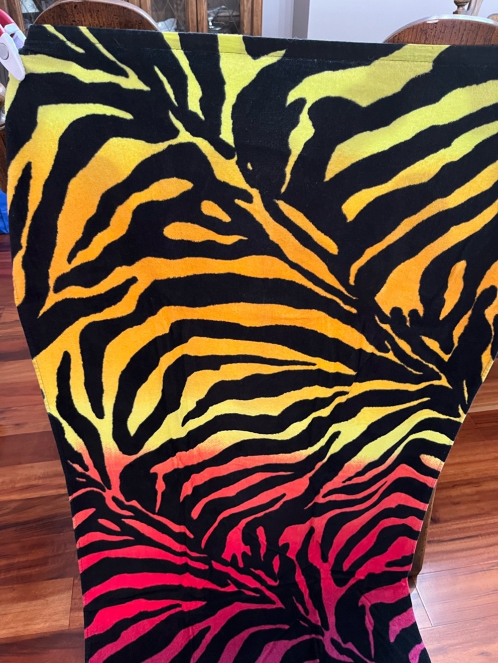 Gradient Zebra Print Beach Towel - Yellow Orange Pink Purple - Picture 3 of 9